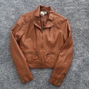 Brown Faux Leather Jacket Charlotte Russe